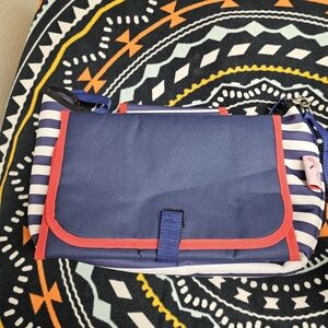 FLY FLAG Navy Blue Striped Crossbody Bag with RED Trim